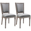 HOMCOM 2 Piece Vintage Dining Room Chair Set with Thick Padded Seat Cushions, Rustic Button Design, and Wood Legs - Grey