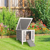 PawHut Small Wooden Rabbit Hutch Bunny Cage Guinea Pig Cage Duck House Dog House with Openable & Waterproof Roof, Gray