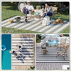 Outsunny Reversible Outdoor Rug Carpet, 9' x 12' Waterproof Plastic Straw Rug, Portable RV Camping Rugs with Carry Bag, Large Floor Mat for Backyard, Deck, Picnic, Beach, Blue & White Floral