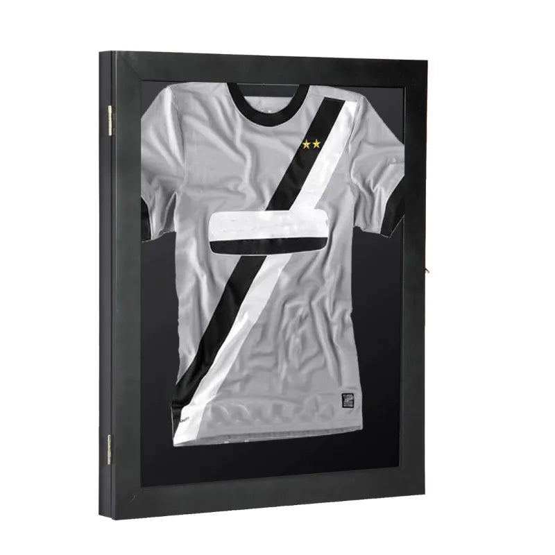Open Box HomCom 35" x 28" Wooden Wall Mounted Jersey Memorabilia Shadow Box Display Case with Latch - Black