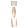 HOMCOM Floor Lamp with Shelf Height Adjustable Standing Lamp E26 Solid Wood Tripod