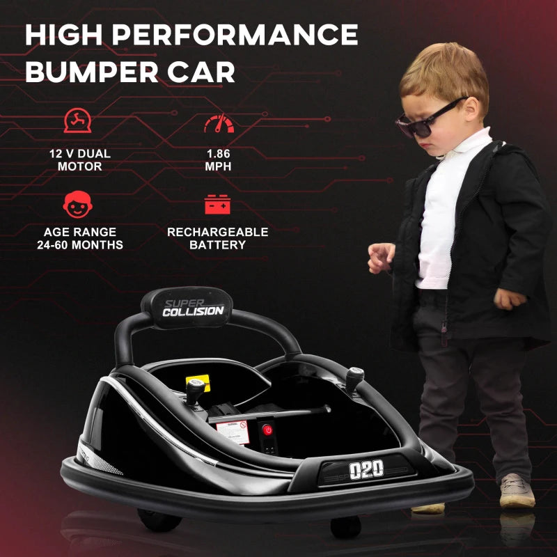 ShopEZ USA 12V Kids Bumper Car Twins Motor, w/ Parent Remote Control, Lights, 360° Rotation