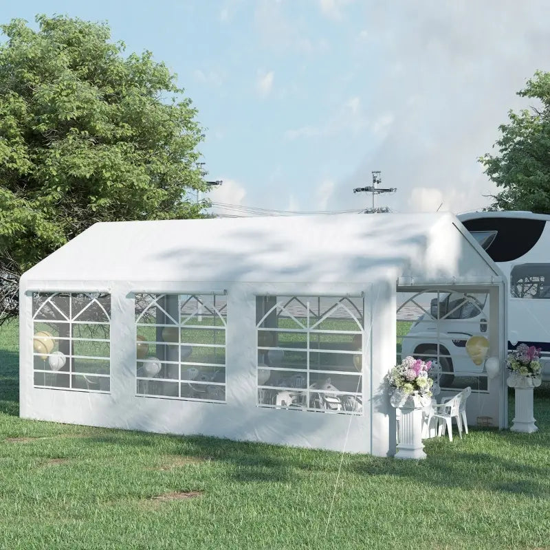 Outsunny 22' x 16' Canopy Party Event Tent with 2 Pull-Back Doors, Column-Less Event Space, & 8 Cathedral Windows
