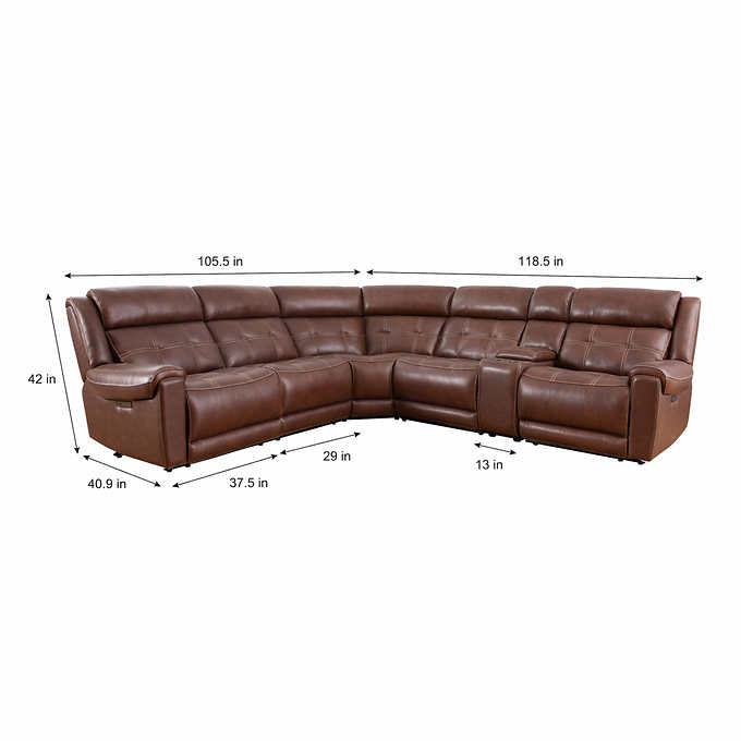 Concord 6-piece Leather Power Reclining Sectional with Power Headrests