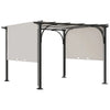 Outsunny 10' x 10' Steel Patio Pergola, Retractable Canopy, Backyard Shade Shelter for Porch Party, Garden, Grill Gazebo, White