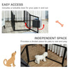 PawHut Transformable Pet Playpen 6 Freestanding Panels Gate Barrier with Walk Through Door, Wooden Frame & Metal Mesh, Black 63'' x 54.5'' x 31.5''