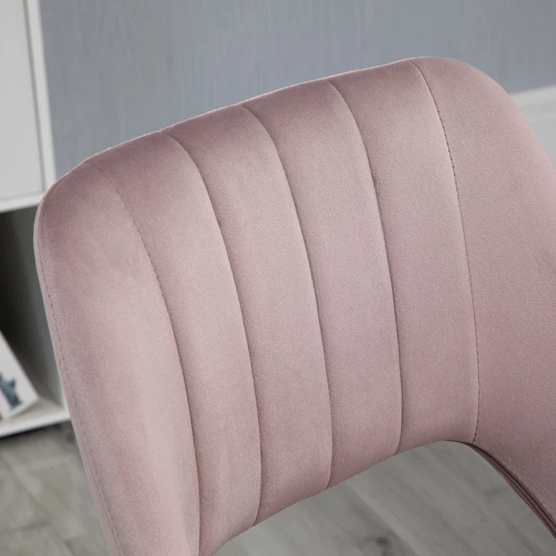 Vinsetto Modern Mid Back Office Chair with Velvet Fabric, Swivel Computer Armless Desk Chair with Hollow Back Design for Home Office, Pink