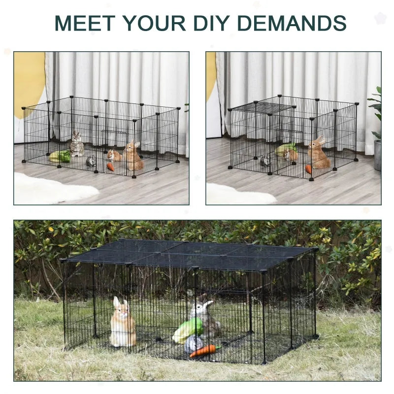 PawHut Pet Playpen with Door Storage Shelf for Kittens Chinchillas and Pet Minks