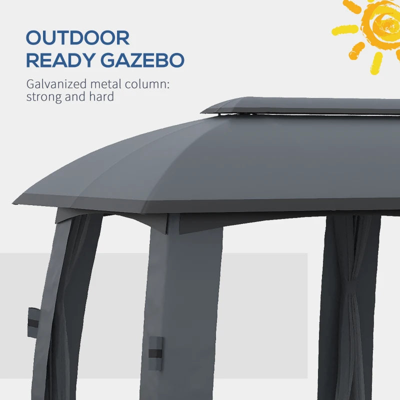 Outsunny 10' x 20' Patio Gazebo, Outdoor Gazebo Canopy Shelter with Netting, Vented Roof for Garden Beige