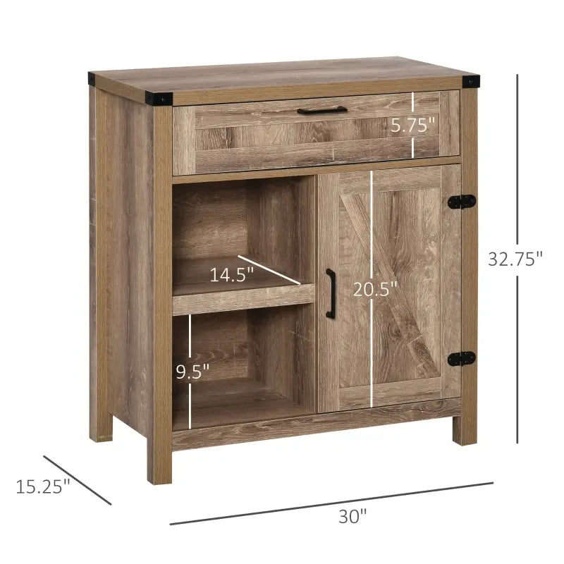 HOMCOM Farmhouse Sideboard Buffet Cabinet, Rustic Barn Door Kitchen Cabinet, Accent Cabinet with Storage for Living Room