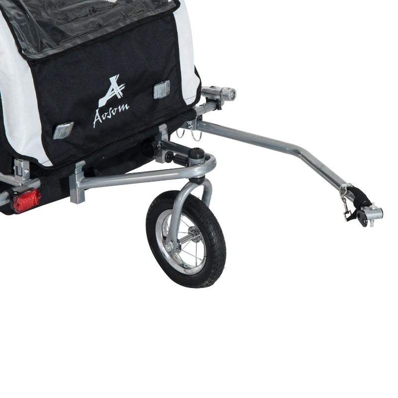 ShopEZ USA Elite 360 Swivel Bike Trailer for Kids Double Child Two-Wheel Bicycle Cargo Trailer With 2 Security Harnesses, White
