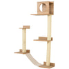 PawHut Wood Wall-Mounted Cat Shelves, Curved Kitten Bed Cat Perch Climber with Fleece Top, 16.25" x 11" x 8.25", White
