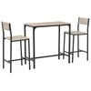 HOMCOM 3-Piece Wooden Square Dining Table Set with 1 Table and 2 Chairs and Sturdy Metal Frame for Small Space, Oak