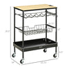 HOMCOM Kitchen Cart, Rolling Kitchen Island Utility Trolley with Stainless Steel Top