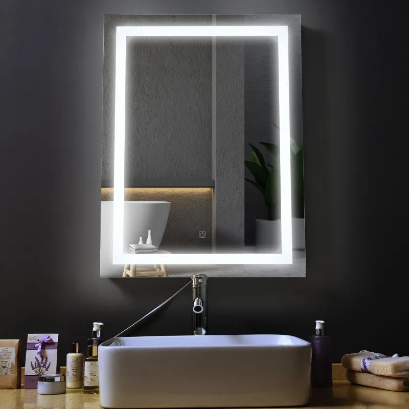 HOMCOM LED Illuminated Bathroom Wall Mirrors with Lights Modern Makeup Vanity Mirror