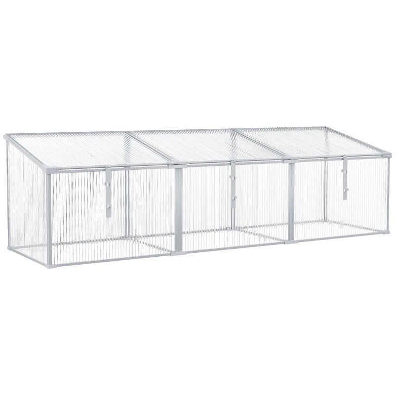 Outsunny 71" Aluminum Vented Cold Frame Mini Greenhouse Kit with Adjustable Roof, Polycarbonate Panels, & Strong Design