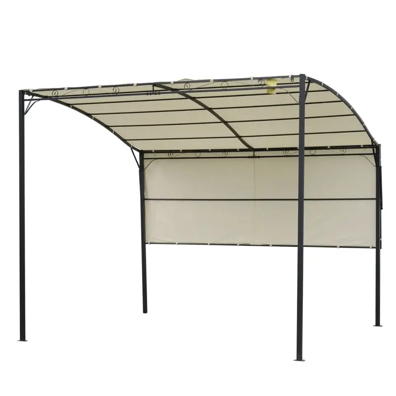 Outsunny 10' x 8' Outdoor Pergola and Patio Gazebo, Extendable Side Awning, Sun Shade Shelter for Garden, Camper, Deck, Doors and Windows, Beige