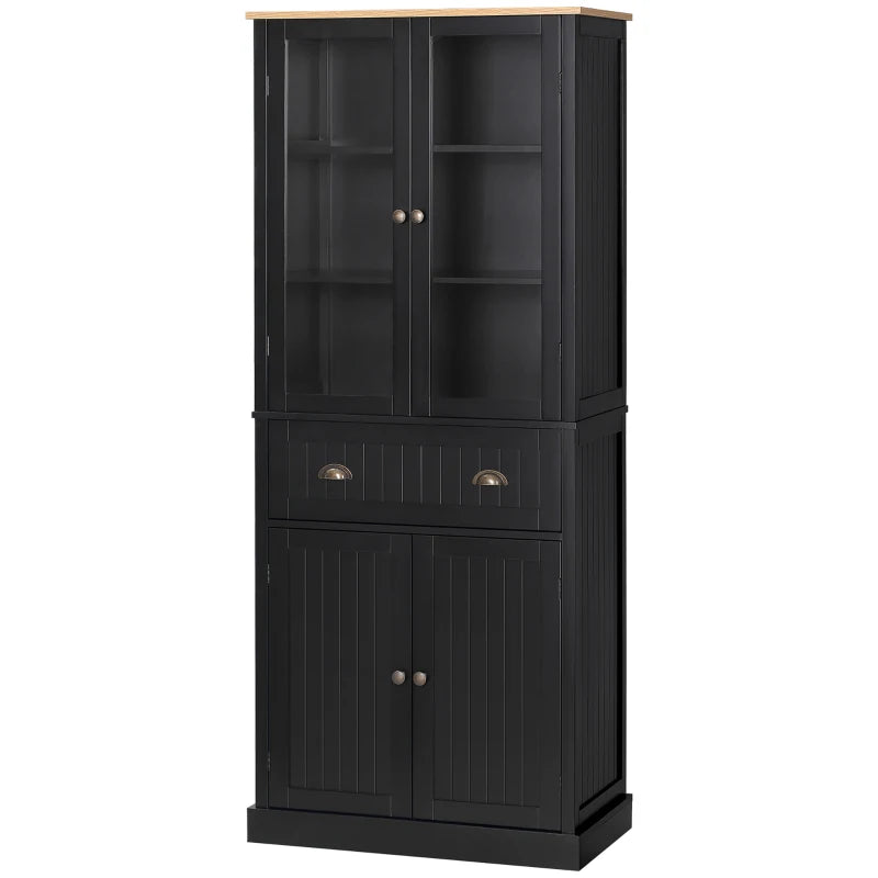 HOMCOM Freestanding Kitchen Pantry, 5-tier Storage Cabinet with Adjustable Shelves and Drawer for Living Room, Dining Room, Black
