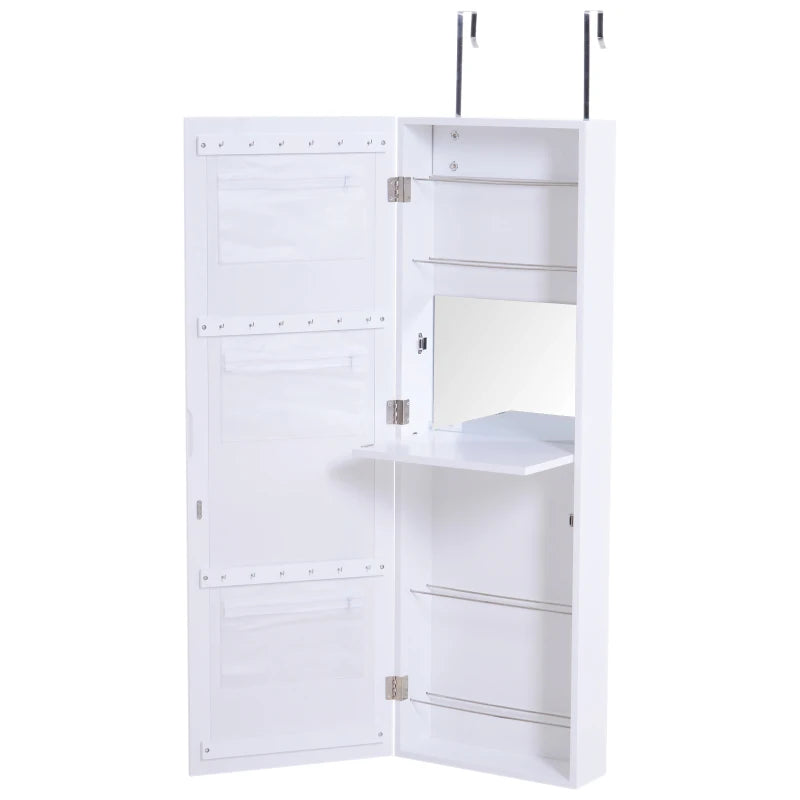 HOMCOM Wall / Door Mounted Armoire Cabinet Jewelry Cosmetics Shelf Organizer - White