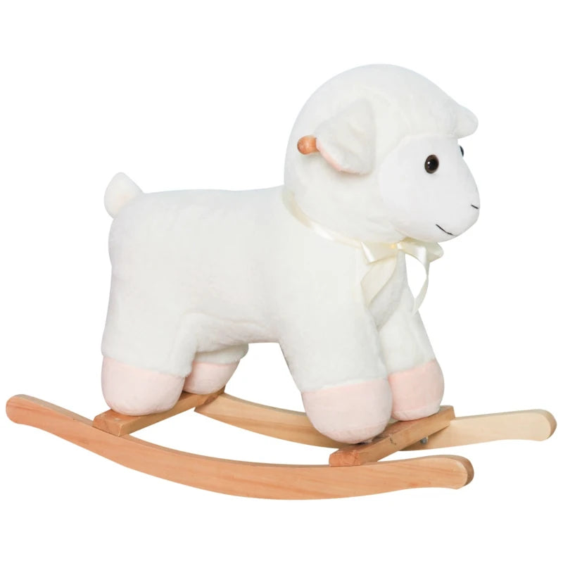 Qaba Kids Ride On Rocking Horse with Soft Polar Bear Body, Fun Roaring Sound, & Safety Handlebars/Footrests