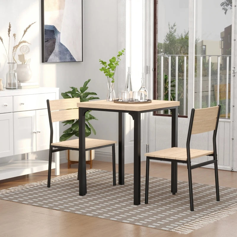 HOMCOM Industrial 3-Piece Dining Table and 2 Chair Set for Small Space in  the Dining Room or Kitchen