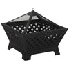 Outsunny 34" x 32" Outdoor Fire Pit Table BBQ Grill, Portable Wood Burning Fireplace, Camping Firepit with Cooking Grate, Spark Screen, Poker, and Rain Cover, Black