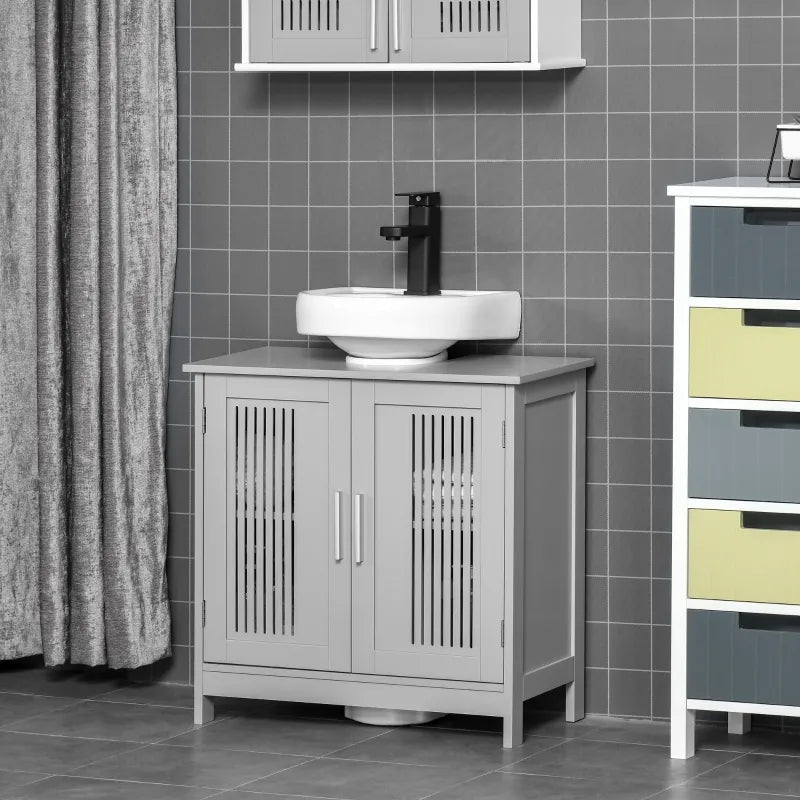 kleankin Bathroom Under Sink Cabinet Vanity Unit with Adjustable Shelf Space Saver, White