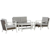 Outsunny 4 Pieces Patio Furniture Set with Cushions, Outdoor Wicker Conversation Sofa Sets, Aluminum Frame Sofa Sets for Backyard, Poolside, Garden, Beige