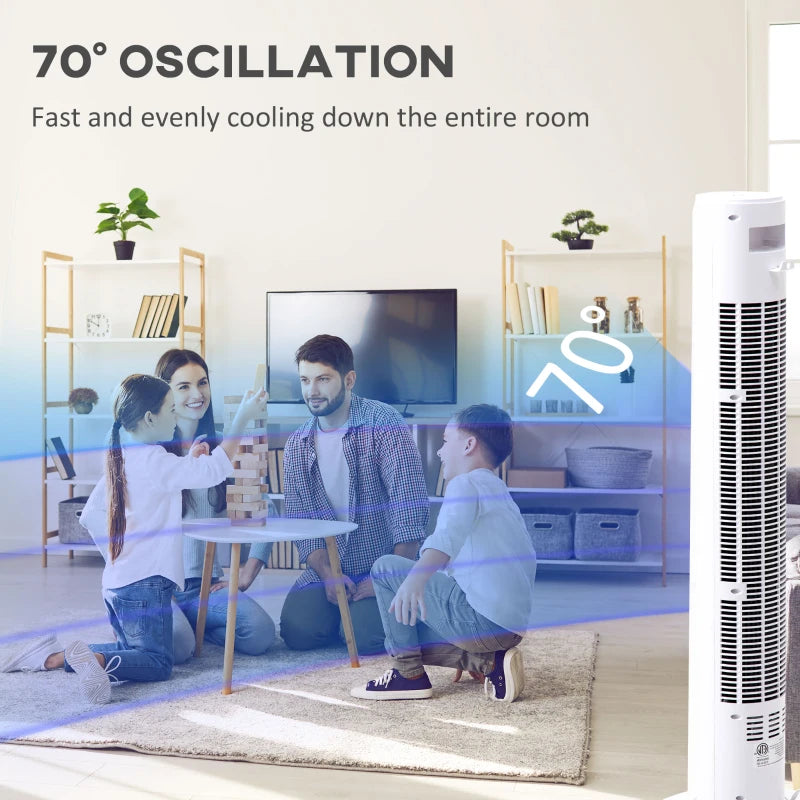HOMCOM 42'' Evaporative Air Cooler, Ice Cooling Fan with 3 Speeds, 4 Modes, 12 Hour Timer, LED Display and Remote Control for Bedroom, Office or Living Room, White