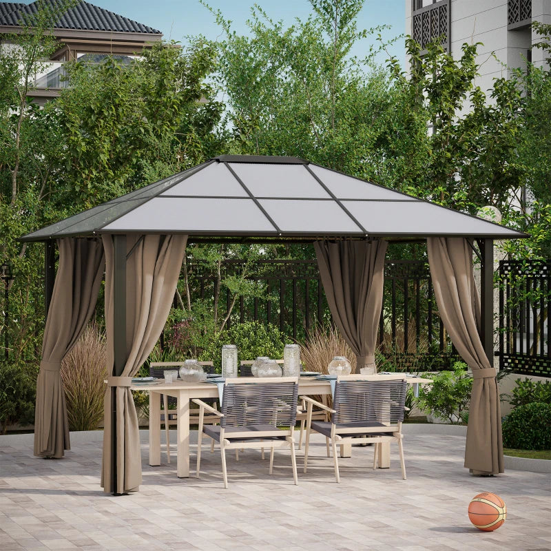Outsunny 10' x 12' Universal Gazebo Sidewall Set with 4 Panels, Hooks/C-Rings Included for Pergolas & Cabanas, Grey