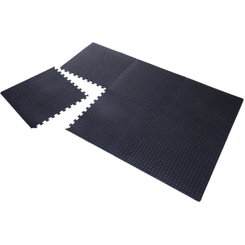 Soozier 24" x 24" 54 Piece 216 sq ft Interlocking Protective Exercise Floor Tiles - Black Diamond Plate