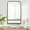 HOMCOM 34" x 21" Square Modern Wall Mirror with Storage Shelf, Mirrors for Wall in Living Room, Bedroom, Black