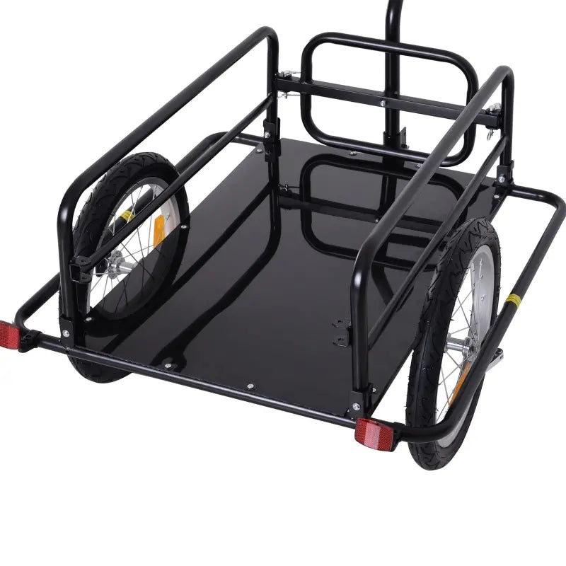 ShopEZ USA Foldable Bike Cargo Trailer Cart with Hitch, 80lbs Capacity, 16in Wheels, Black