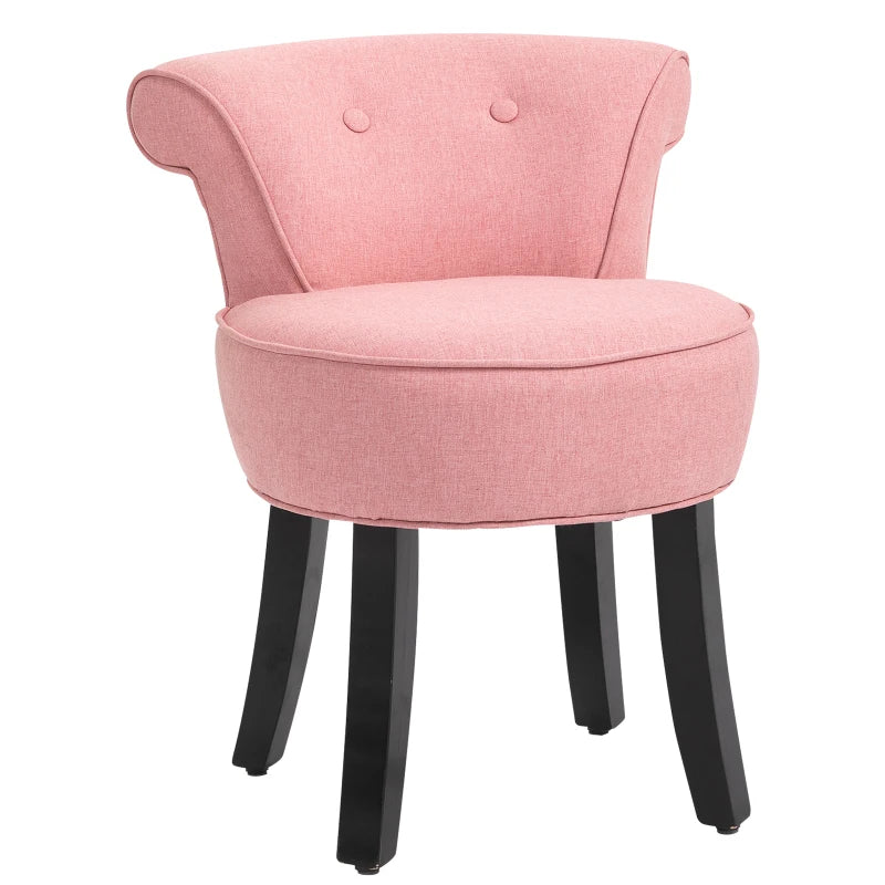 HOMCOM Small Modern Accent Leisure Armless Linen Chair with Wooden Legs and Foot Pads, Soft Seat and Thick Backrest - Pink