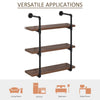 HOMCOM 4-Tier Industrial Pipe Shelves Floating Wall Mounted Bookshelf, Metal Frame Display Rack, 1.25" Thickness Shelving Unit for Farmhouse, Kitchen, Bar, Rustic Brown
