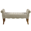 HOMCOM Traditional Style End of Bed Bench, Upholstered Entryway Bench with Button Tufted and Rounded Arm, Beige