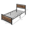 HOMCOM Single Platform Bed Frame with Headboard & Footboard, Strong Metal Slat Support Solid Bedstead Base w/ Underbed Storage Space, No Box Spring Needed, 41.75'' x 76.75'' x 40.5''