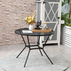 Outsunny 35" Round Patio Dining Table Steel Outside Table with Mesh Tabletop for Garden Backyard Poolside, Black