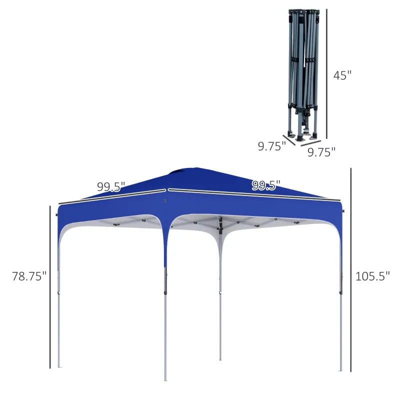 Outsunny 8' x 8' Pop Up Canopy Tent with Wheeled Carry Bag and 4 Sand Bags, Instant Sun Shelter, Tents for Parties, Height Adjustable, for Outdoor, Garden, Patio, Black