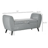 HOMCOM Modern Upholstered Storage Bench with Arms, Linen-Feel Fabric Ottoman Bench for Bedroom Entryway Living Room, Light Grey