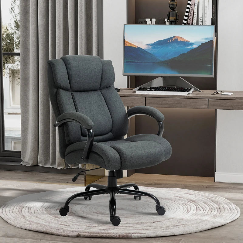 Vinsetto High Back Big and Tall Executive Office Chair 484lbs with Wide  Seat Computer Desk Chair with Linen Fabric Swivel Wheels Light Gray