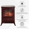 HOMCOM Electric Fireplace Heater, Fireplace Stove with Realistic LED Flames and Logs, and Overheating Protection, 750W/1500W, Red