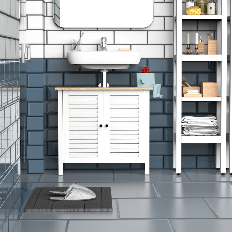 kleankin Bathroom Under Sink Cabinet Storage Standing Unit w/ Double Door Space Saver