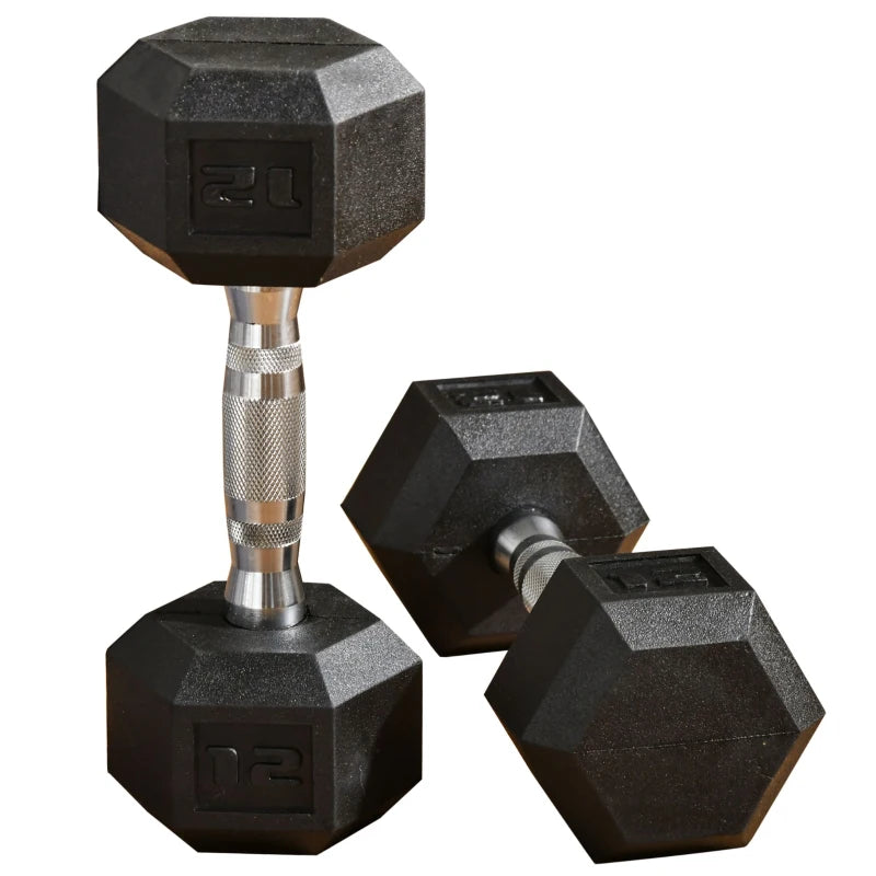 Soozier 45 lb Rubber Dumbbells Weight Set for Body Fitness Training