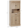 HOMCOM Kitchen Hutch Cabinet with Countertop, Kitchen Pantry Storage Cabinet with Wide Drawer, Buffet Hutch, Oak