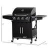 Outsunny 45" Charcoal BBQ Grill and Smoker Combo Outdoor Portable Trolley Camping Picnic Backyard with Side Shelf, Grey