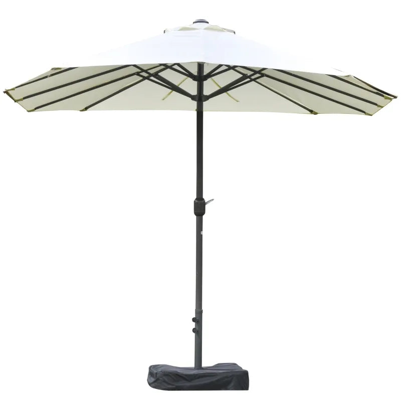 Outsunny Patio Umbrella 15ft Double-Sided Outdoor Market Extra Large Umbrella with Crank Handle for Deck, Lawn, Backyard and Pool, Tan