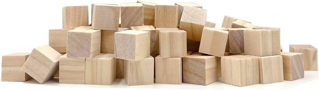 Wood Blocks for Crafts, Unfinished Wood Cubes, 2 cm Natural Wooden Blocks, Pack of 80 Wood Square Blocks, Wooden Cubes for Arts and Crafts and DIY Projects