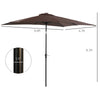 Outsunny 9' x 7' Patio Umbrella Outdoor Table Market Umbrella with Crank, Solar LED Lights, 45° Tilt, Push-Button Operation, for Deck, Backyard, Pool and Lawn, Dark Gray