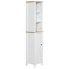 kleankin Tall Bathroom Storage Cabinet with 3 Tier Shelf, Cupboard, Door, Free Standing Linen Tower, Slim Side Organizer, Grey